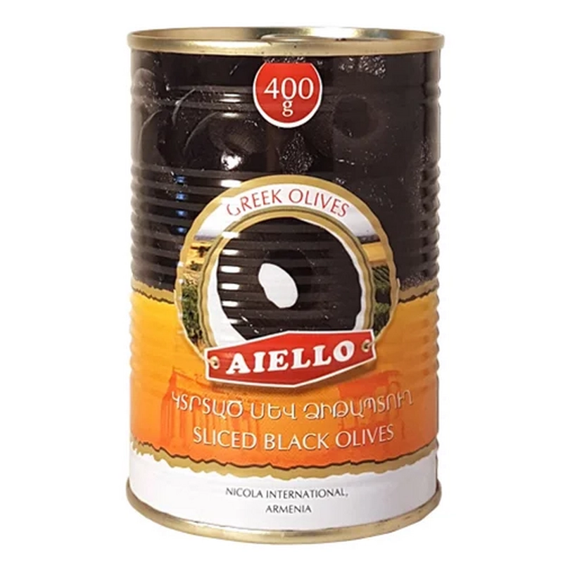 Ձիթապտուղ սև կտրտած «Aiello» 400գր