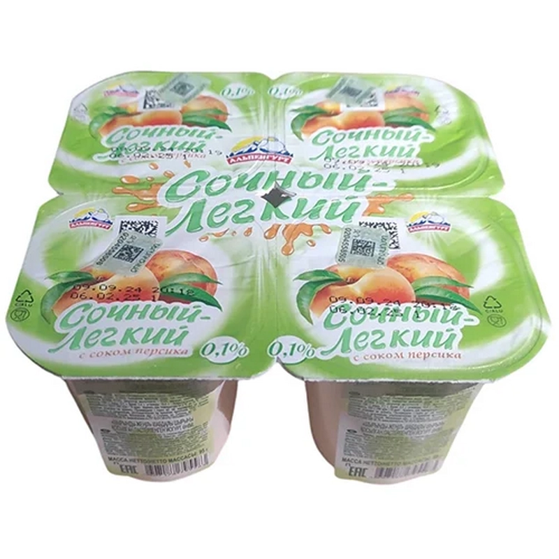 Յոգուրտ «Alpengurt Сочный-Легкий» 95գր 0.1% դեղձ