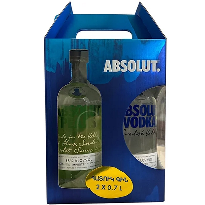 Օղու հավաքածու «Absolut» 2×0.7լ տանձ
