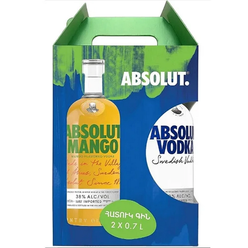 Օղու հավաքածու «Absolut» 2×0.7լ մանգո