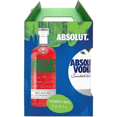 Օղու հավաքածու «Absolut» 2×0.7լ ձմերուկ