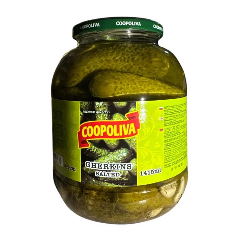 Կորնիշոն մարինացված «Coopoliva» 1415գր 6-9սմ
