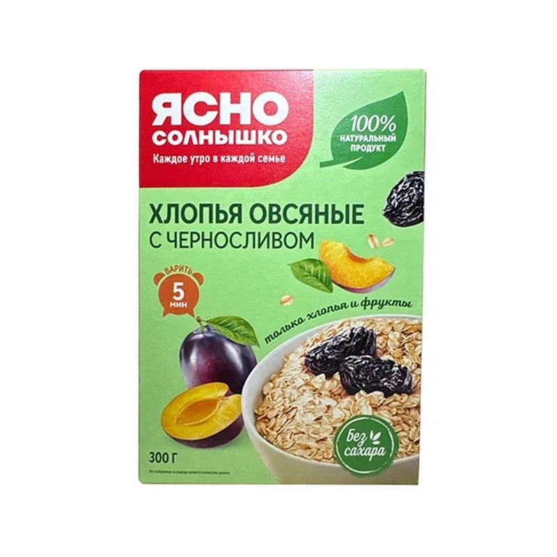 Վարսակի փաթիլներ «Ясно солнышко» 300գր Սալորաչրով