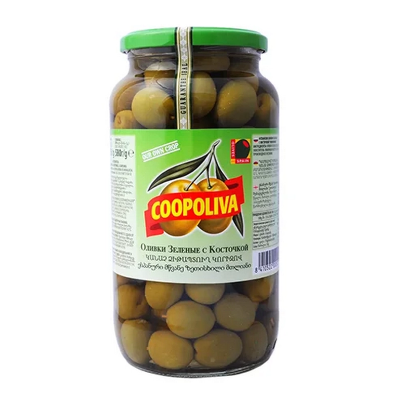 Ձիթապտուղ «Coopoliva» 580գր կանաչ կորիզով