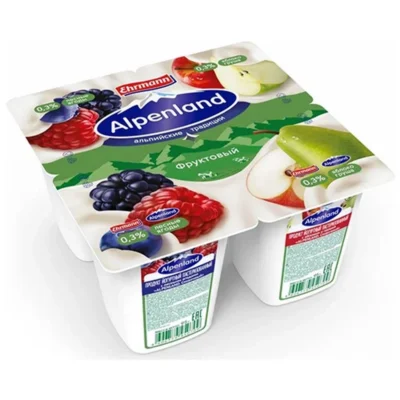 Յոգուրտ «Alpenland» 95գր հատապտուղ-խնձոր-տանձ