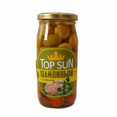 Մարինացված շամպինյոն կանաչ ձիթապտղով «Top Sun» 500մլ