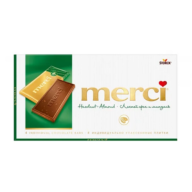Շոկոլադե սալիկ «Merci» 100գր կաթնային նուշ